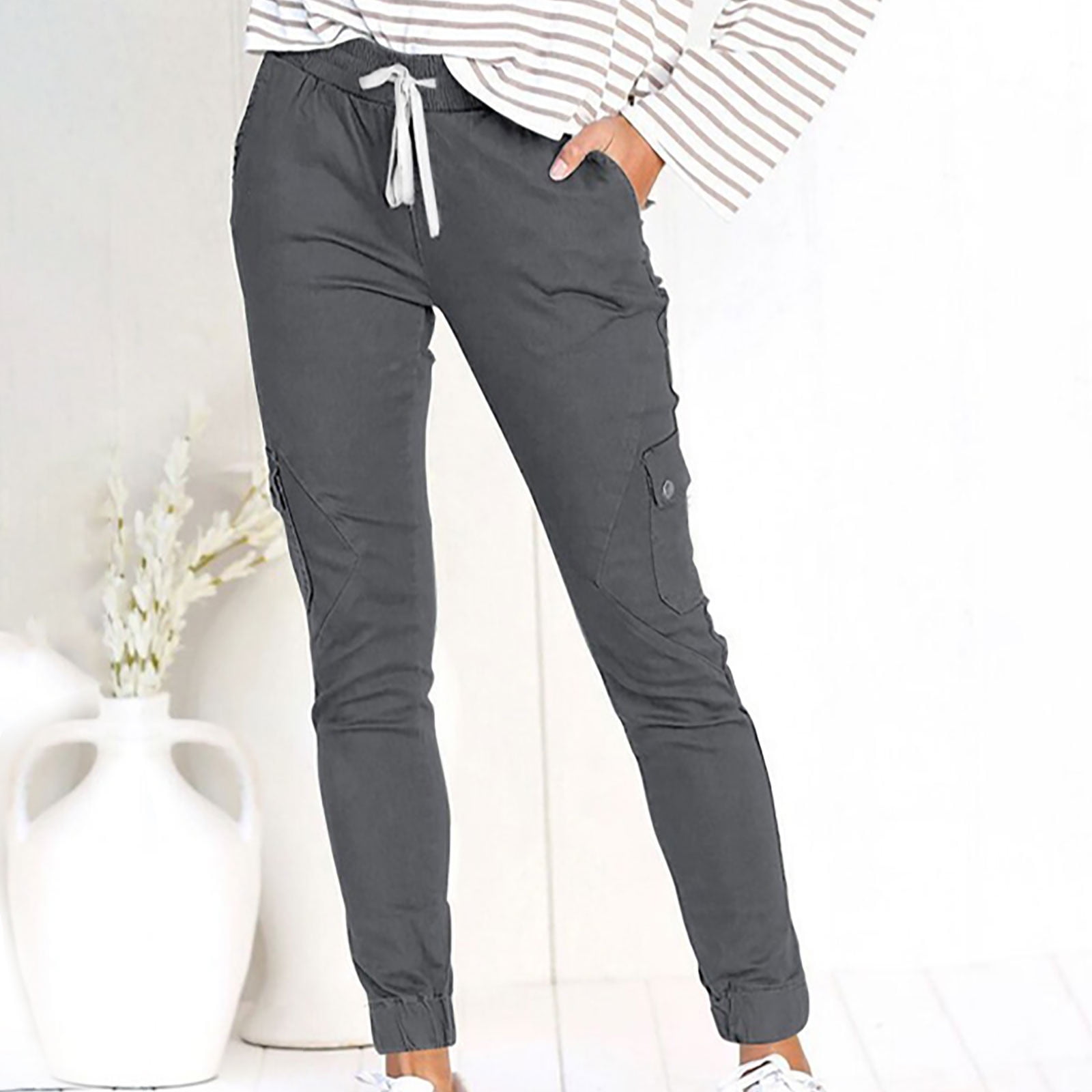 Solid Straight Leg Trousers