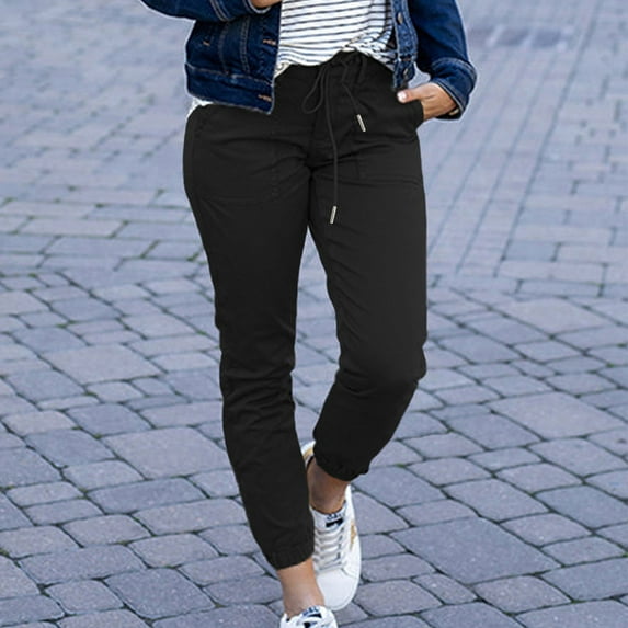 QENGING Women's Pants Wide Leg Solid Color Comfortable Leisure Trousers Waistband SweatTrousers Trousers Length Trousers