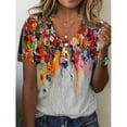 thumbnail image 1 of QENGING Women's Short Sleeve Summer Floral Print Ordinary Plus Size Round Neck T-shirt Top, 1 of 4