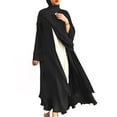 thumbnail image 1 of QENGING Womens Dresses Plus Size Loose Solid Color Long Sleeve Cardigan Dress Long Sleeve V-neck Dress Black on Clearance 2023, 1 of 8