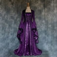thumbnail image 1 of QENGING Womens Dresses Plus Size Prom Dress Retro Style Solid Color Trumpet Sleeve Princess Dress Purple on 2023, 1 of 5