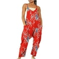 thumbnail image 1 of QENGING Womens Pants Floral Rompers Plus Size Baggy Pocket Jumpsuit Playsuit Trousers Overalls Sling Jumpsuit Red XL on Clothes, 1 of 5