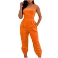 thumbnail image 1 of QENGING Womens Pants Jumpsuits Tie-dye Print Overalls with Suspenders Casual Jumpsuit Orange L on Clothes, 1 of 1
