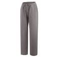 thumbnail image 1 of QENGING Womens Pants Solid Cotton Linen Drawstring Elastic Waist Long Wide Leg Sweatpants Dark Gray 4XL on Clearance, 1 of 7