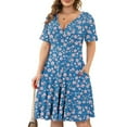 thumbnail image 1 of QENGING Womens Plus Size Dresses Flare Casual Floral Printed Round Neck Plus Size Short Sleeve Skirt Midi Dress Deals, 1 of 5