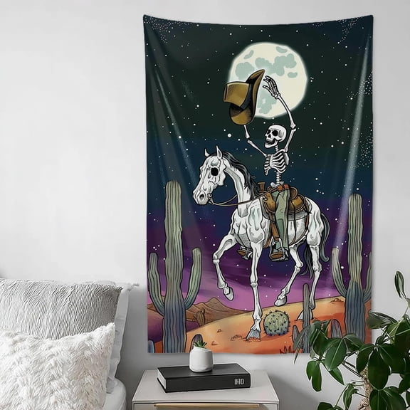 Skeleton Cowboy Horse Desert Fantasy Wall Tapestry 40×60 Inches Wall Hanging Art for Bedroom Living Room Decor