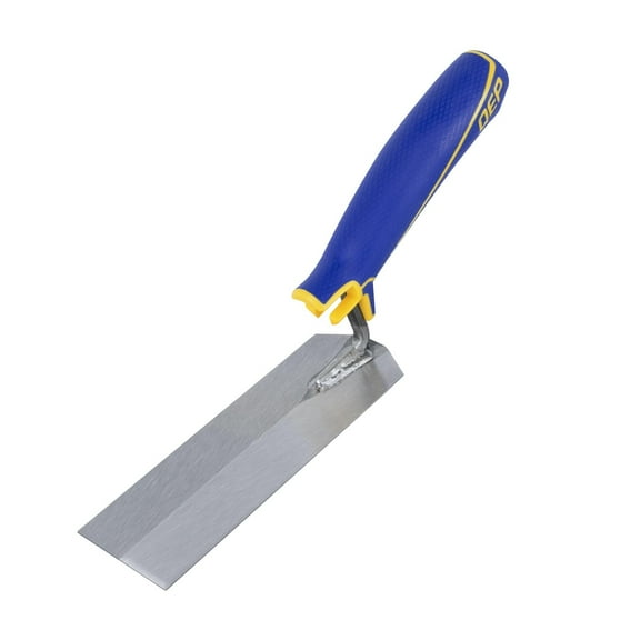 QEP 6 in. x 2 in. Comfort Grip Flat Margin Flooring Trowel with Bucket Hook, Silver 42112