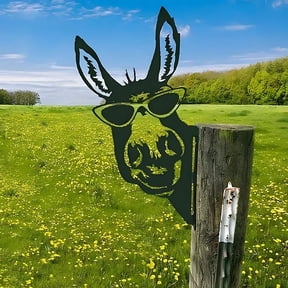 QEPWSCX Black Silhouette Donkey Decorative Animal Stakes Garden Outdoor Statues, Weatherproof