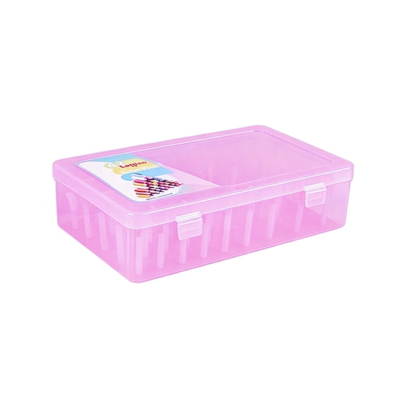QEQEKAKA 42-Spool Sewing Storage Box, Empty Thread Organizer Case, Plastic Craft Supply Container for Needles, Tools, Art Supplies – Portable Sewing Kit Box for Home