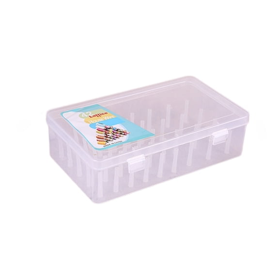 QEQEKAKA 42-Spool Sewing Storage Box, Empty Thread Organizer Case, Plastic Craft Supply Container for Needles, Tools, Art Supplies – Portable Sewing Kit Box for Home