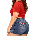 thumbnail image 1 of QERINTE Plus Size Blue Shorts for Women Stretchy High Waisted Denim 14 to 22, 1 of 6