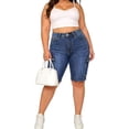 thumbnail image 1 of QERINTE Womens Plus Size High Waisted Capri jeans Stretchy Blue Shorts Curvy Summer, 1 of 6