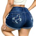 thumbnail image 1 of QERINTE Womens Plus Size High Waisted Shorts Stretchy Embroidery Summer Blue Denim Shorts, 1 of 6