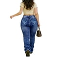 thumbnail image 1 of QERINTE Womens Plus Size bootcut Jeans High Waisted Stretchy Embroidered Jeans Curvy, 1 of 5