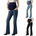 thumbnail image 1 of QETYUW Women's Stretch Maternity Bootcut Jeans with Pockets Over The Belly Bell Bottoms Flare Denim Pants Pregnancy Clothes, 1 of 6