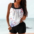 thumbnail image 1 of QETYUW Women's Tankini Bathing Suits Pleated Scoop Neck Tummy Control Swimsuits Lightweight Modest Tankinis Tops with Boyshorts, 1 of 5