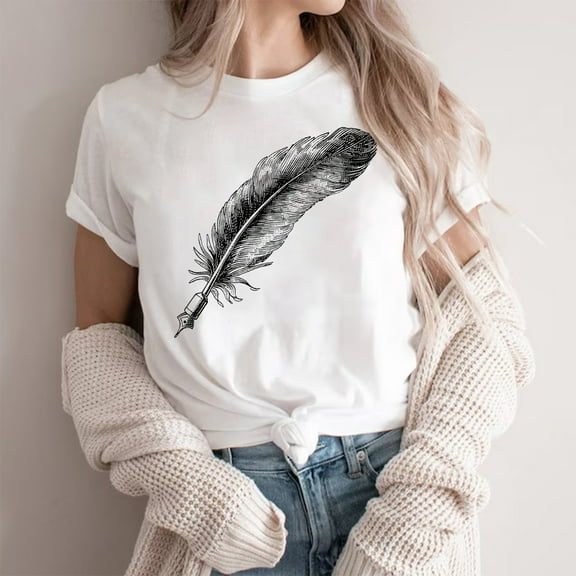 QETYUW Womens Short Sleeve Tops Plus Size Crew Neck Tshirts Funny Graphic Tees Loose Fit Comfy Tshirt Summer Casual Tee Shirts