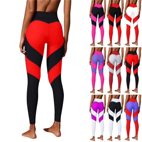 QETYUW Womens Yoga Pants Ankle Length High Waist Yoga Leggings Love Heart Print Stretchy Bottoms Gym Athletic Yoga Pant