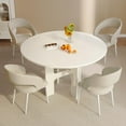thumbnail image 1 of QEZEOM 45" Round Dining Table Set with 4 Chairs, Modern Creamy White Kitchen Table, Indoor Dining Table for Kitchen, Restaurant, Living Room, Easy Assembly, 1 of 8