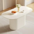 thumbnail image 1 of QEZEOM 63" Oval Dining Table, Modern Kitchen Table for 6 People, Indoor Rectangular Dining Room Table for Kitchen, Bar, Living Room, Cream White, 1 of 7