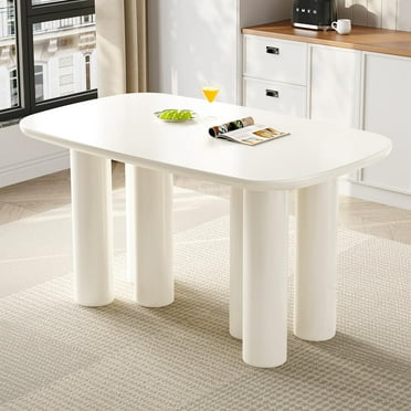 QEZEOM Rectangular Dining Table 63", Modern Black Kitchen Table, Indoor ...