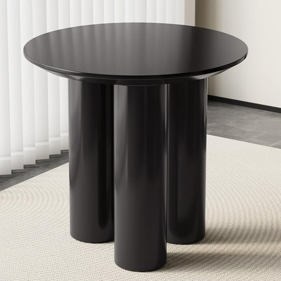 QEZEOM Round Dining Table 30", Modern Black Kitchen Table, Small Indoor Table for Dining Room, Kitchen, Bar, Living Room, Home Office