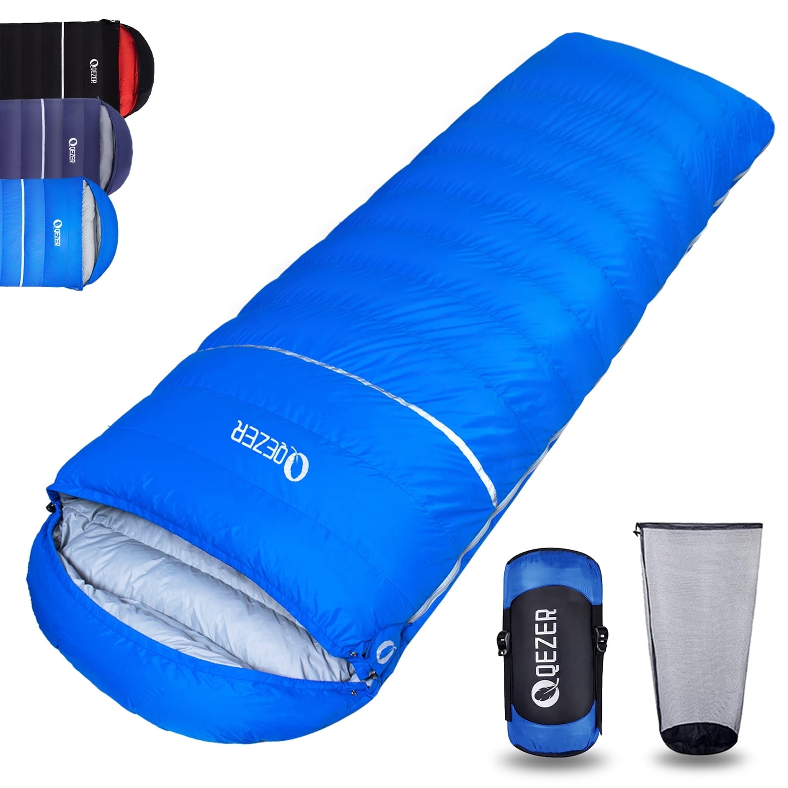 QEZER 0 Degree  Sleeping Bag,Ultra-light Winter Down Sleeping Bag for Adults And Kids Outdoor, Camping,Travel(Blue)