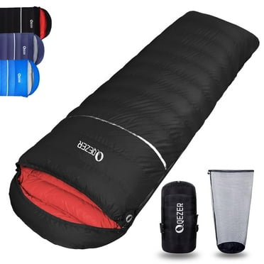 QEZER 10°F Ultra-Warm Lightweight Adult Sleeping Bag Compression Sack - for Winter Backpacking, Camping & Hiking