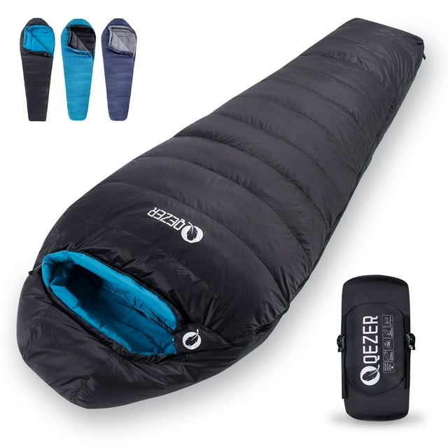 QEZER Down Sleeping Bag for Adults 15°F Backpacking Sleeping Bag for