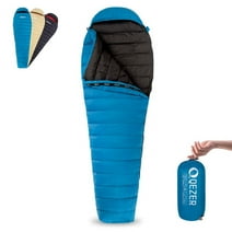QEZER Ultralight 400g Down Mummy Sleeping Bag for Adults 37-59F Degree,Backpacking, Hiking,Camping