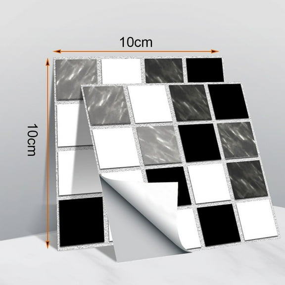 QFEI 10Pcs Mosaic Wall Tile Stickers, Self Adhesive Waterproof Sticky Wallpaper, Kitchen Bathroom Tile Wall Art Decals Home Decoration 10*10cm