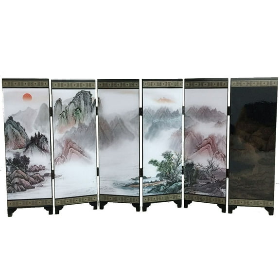 QFEI 48cm Tall 6-Panel Traditional Chinese Art for Home Decoration - Decorative Lacquerware, Home Decor, Lacquer, Oriental, Mini Divider
