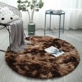 thumbnail image 1 of QFEI Round Fluffy Rug, Thick Faux Fur Rugs for Bedroom, Non-Shedding Fuzzy Shag Rug Runner, Washable Furry Area Rugs Floor Carpets for Bedside Living Room Brown 60CM, 1 of 2