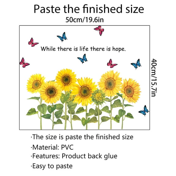 QFEI Sunflower Wall Stickers 3D Yellow Flower Wall Decals, Peel and Stick Removable Wall Art Decor, DIY Mural Wall Art Decor for Kids Room Nursery Classroom Living Room Bedroom Home Decoration