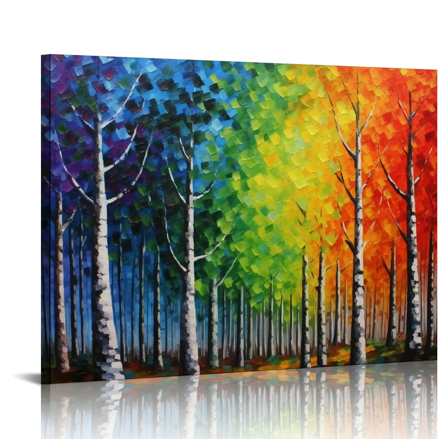 QFMY Abstract Colorful Tree of Life Painting Canvas Wall Art Big Tree