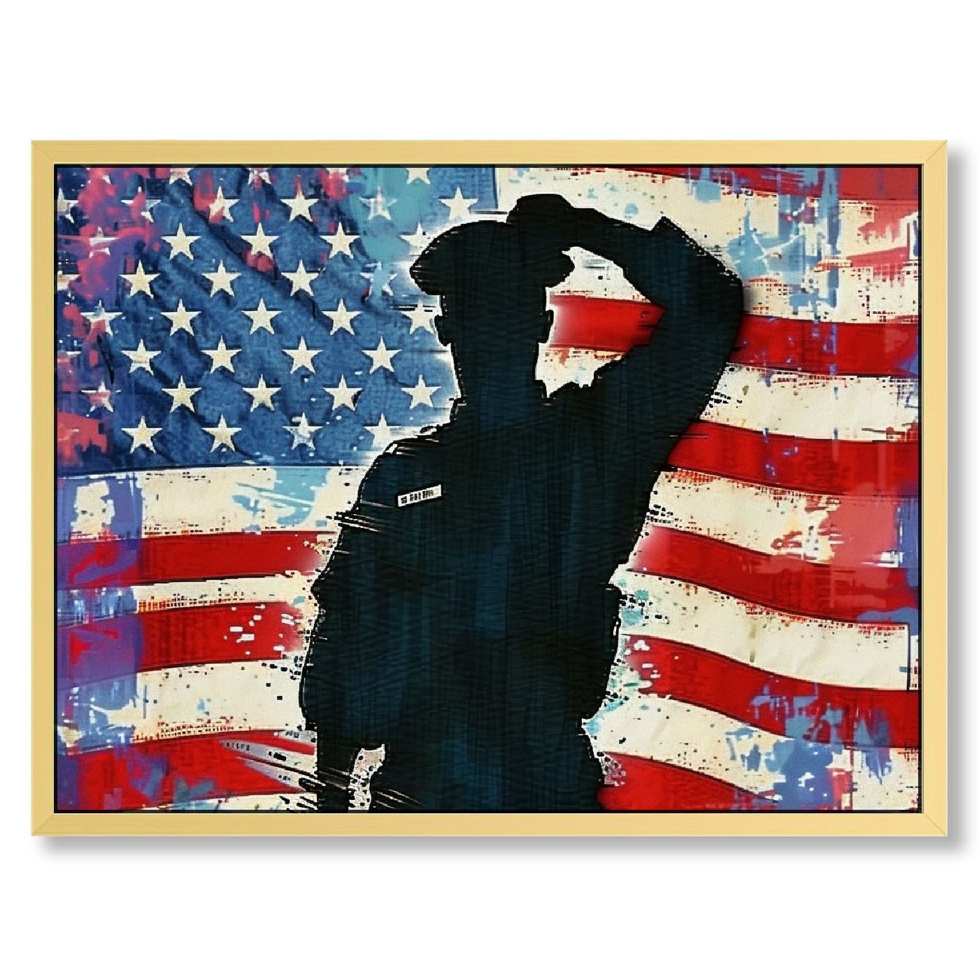 QFMY American Flag Patriotism Decorative Painting with Gold Trim ...