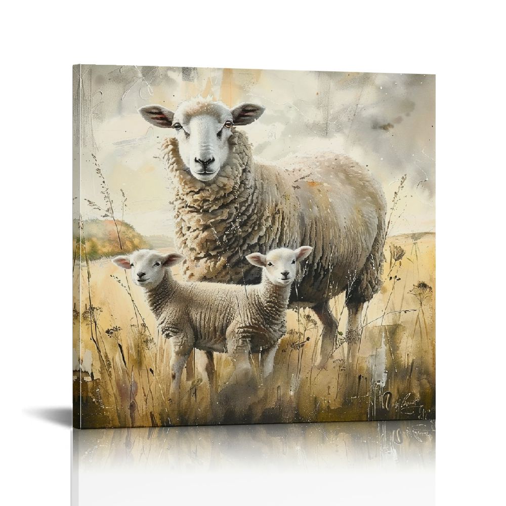 QFMY Black Wall art Sheep Canvas Wall Art Cute Lamb picture wall