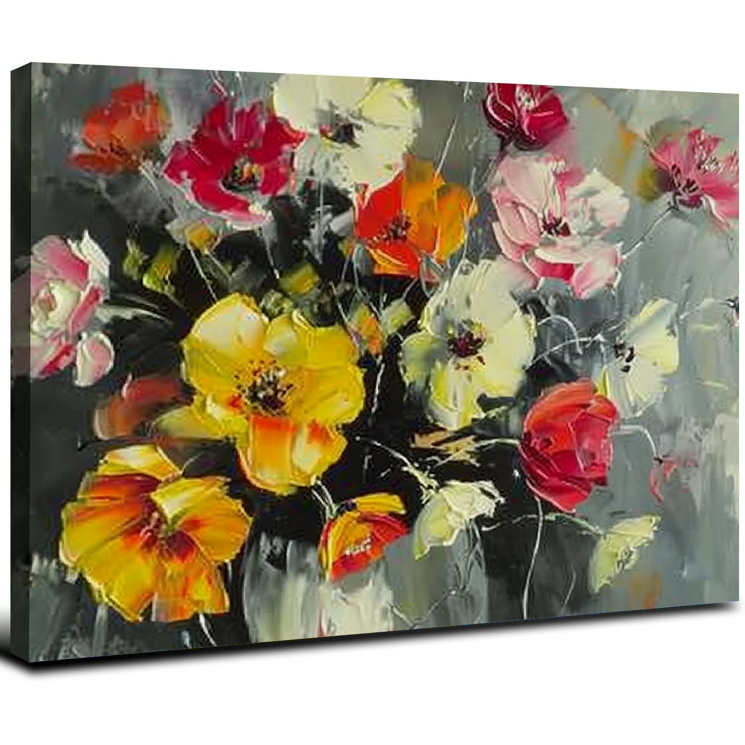 QFMY Burnt Orange Wall Decor Floral Wall Art Bedroom Red and Yellow