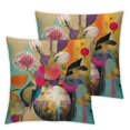 QFMY Flowers Leaves Vase Short Plush Pillowcase Set of 2 Beautiful