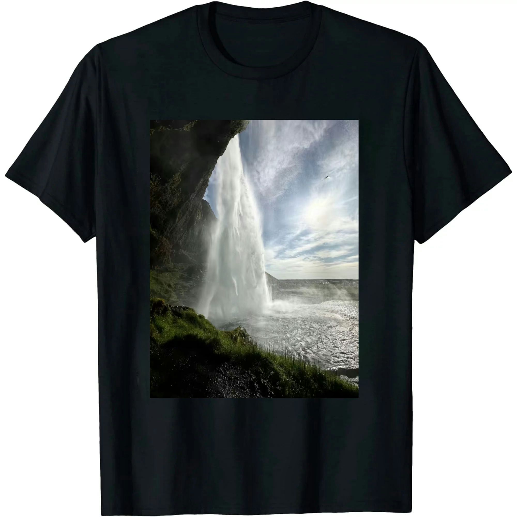 QFMY Iceland Black TShirt Unisex Short Sleeve Round Neck Graphic Tee S