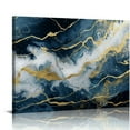 Zhiwo Marble Texture Canvas Wall Art Abstract Blue and Gold Picture