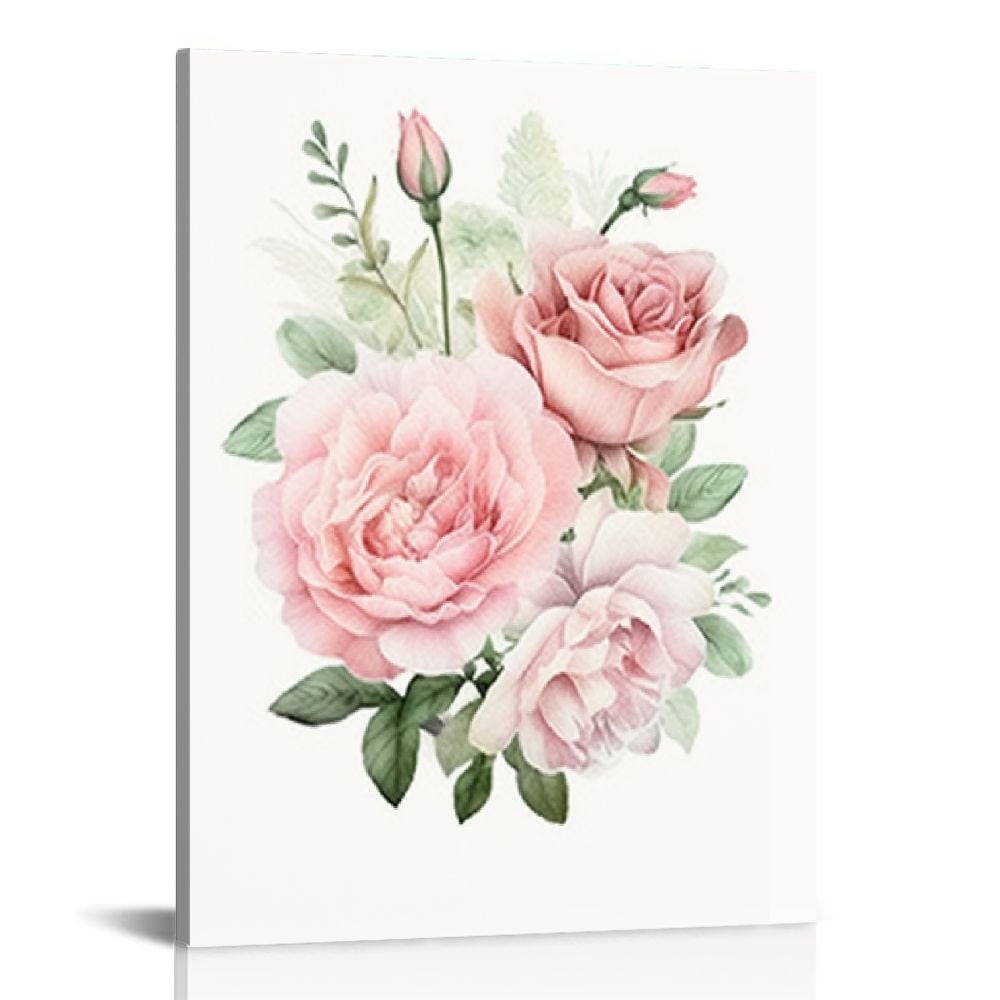 QFMY Pink rose Canvas Painting Flower Wall Art,Modern Wall Decor ...