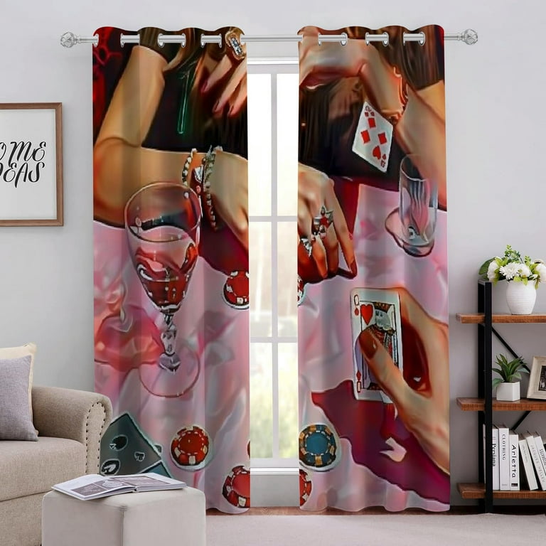 QFMY Playing Cards Perforated Blackout Curtains 2 Panels Light Blocking Curtains 63x63in Walmart