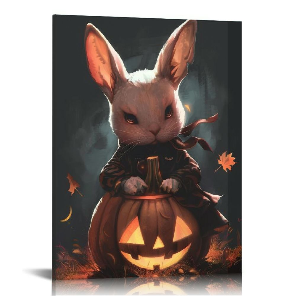 Halloween Rabbit Ghost QFMY Retro Ghost Wall Art - Halloween Violent Rabbit Pictures Gothic ...