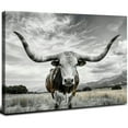 thumbnail image 1 of QFMY Texas Longhorn Cow Canvas Wall Art - Framed Animal Print Home Decor Wall Art - Farmhouse Decor - Animal Print For Office - Wild West  20x16inch, 1 of 6