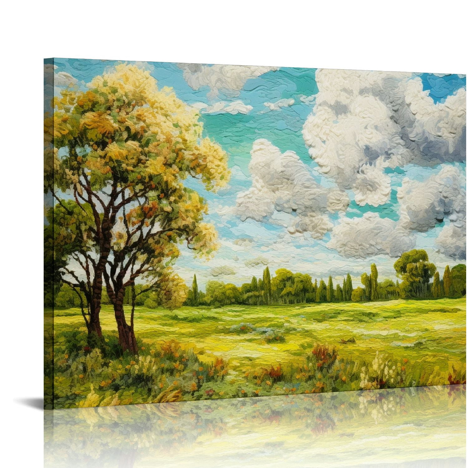 QFMY Vintage Wildflowers Canvas Wall Art Farmhouse Oil Painting Print