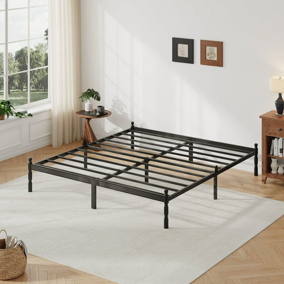 QFTIME 12" Full Metal Platform Bed Frame with Anti-Slip Stoppers, Heavy Duty Mattress Foundation
