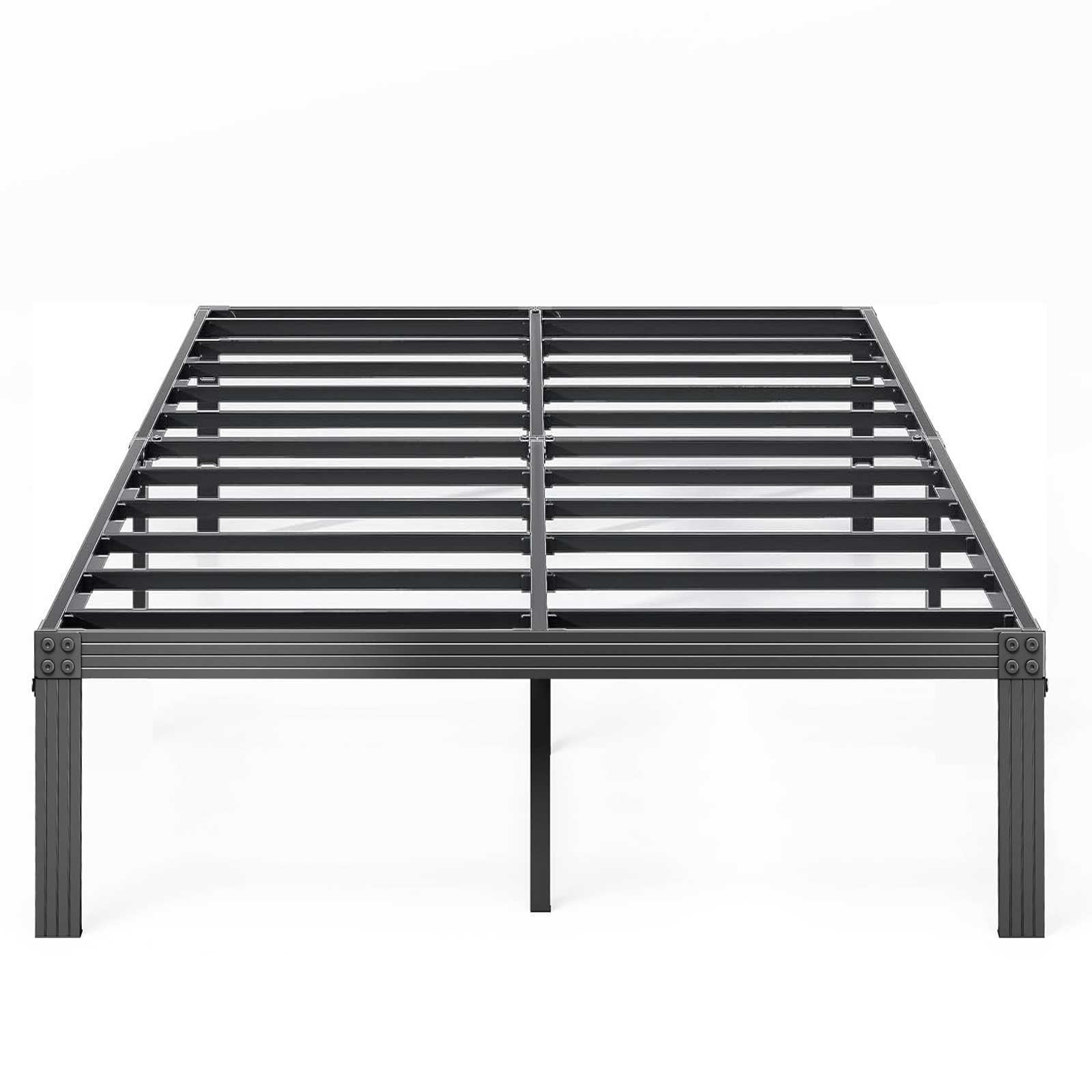 QFTIME 14 Black Queen Size Platform Metal Bed Frame with Easy Assemble Heavy Duty Steel Slats and Noise Free Design Walmart