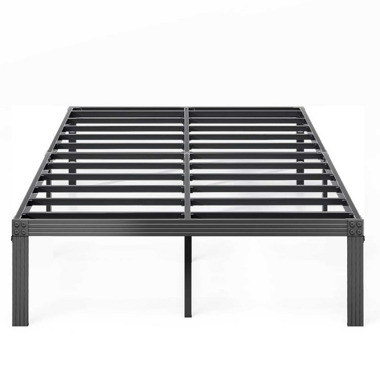 QFTIME 14 Black Queen Size Platform Metal Bed Frame with Easy Assemble Heavy Duty Steel Slats and Noise Free Design Walmart