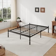 QFTIME 14" Queen Metal Bed Frame with Mattress Non-Slip Stoppers, No Box Spring Needed